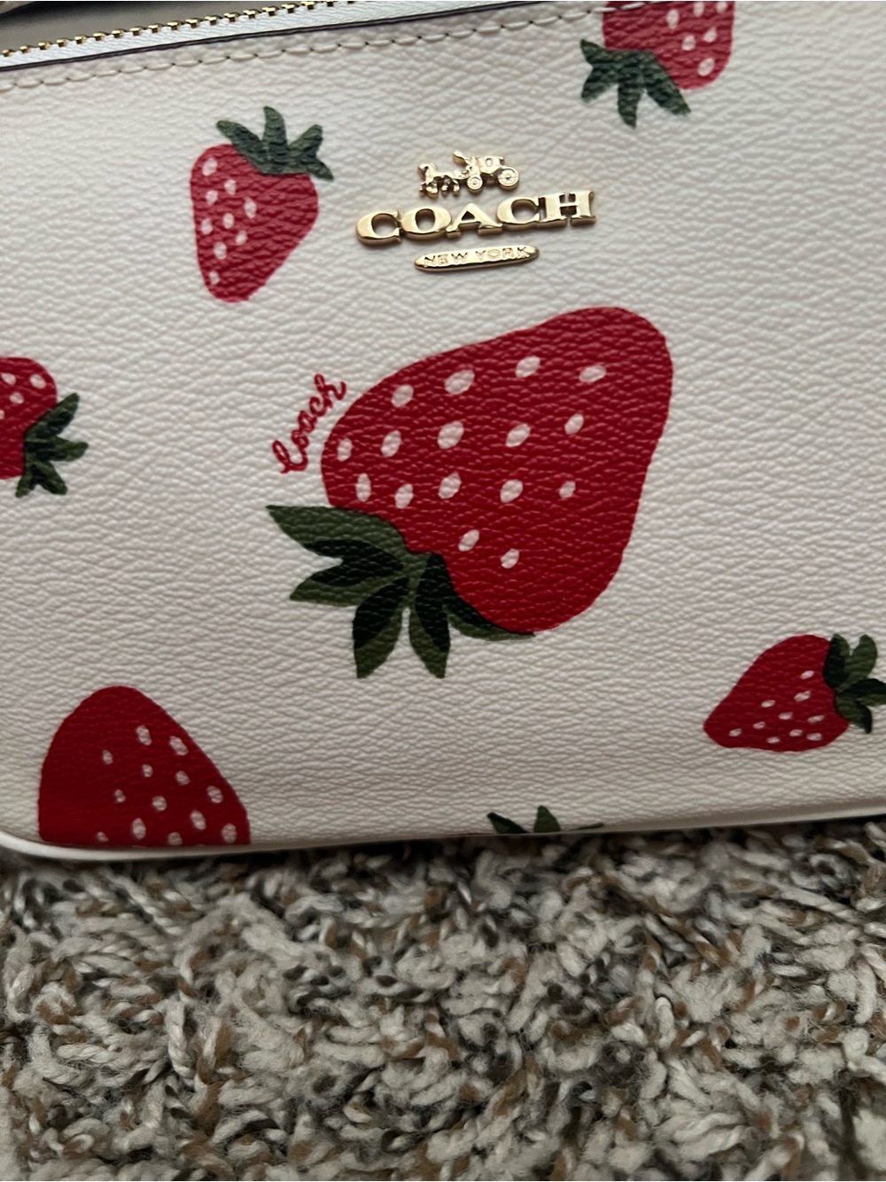 Coach Bag with Red Strawberry Print - Picture 7 of 7